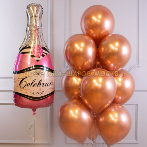 Фонтан из шаров на день рождения «Хром — Шампанское» №24