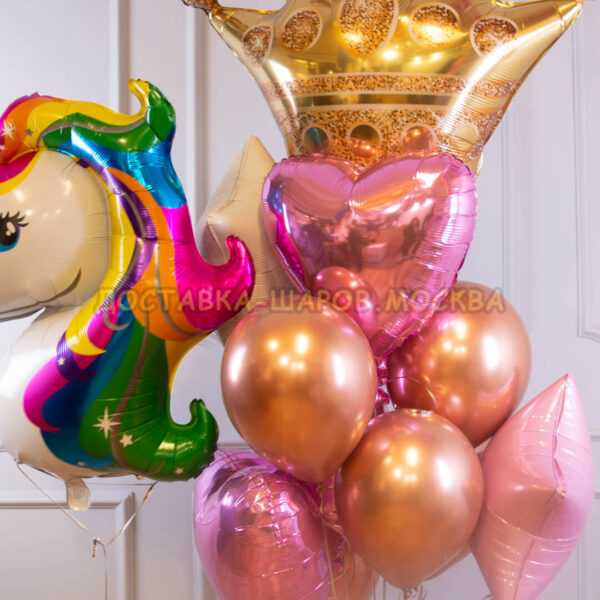 Букет из шаров на день рождения девочке «Единорог» №22