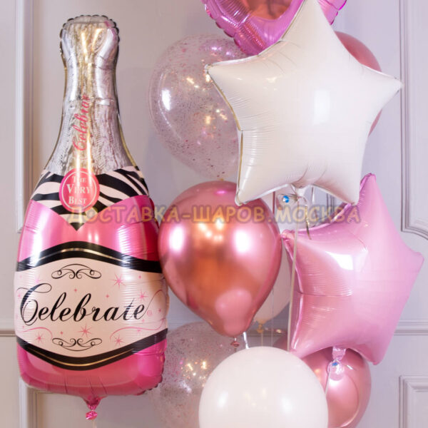 Букет из шаров на день рождения девушке «Нежность — Шампанское» №19