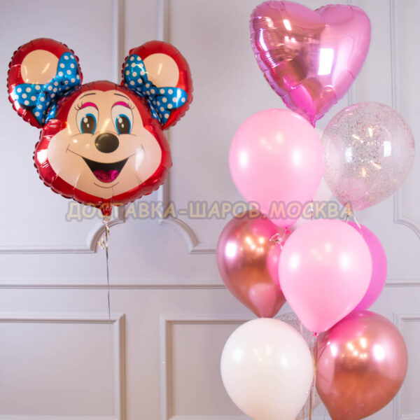 Букет из шаров на день рождения девочке «Розовая мечта Лолли-Маус» №11